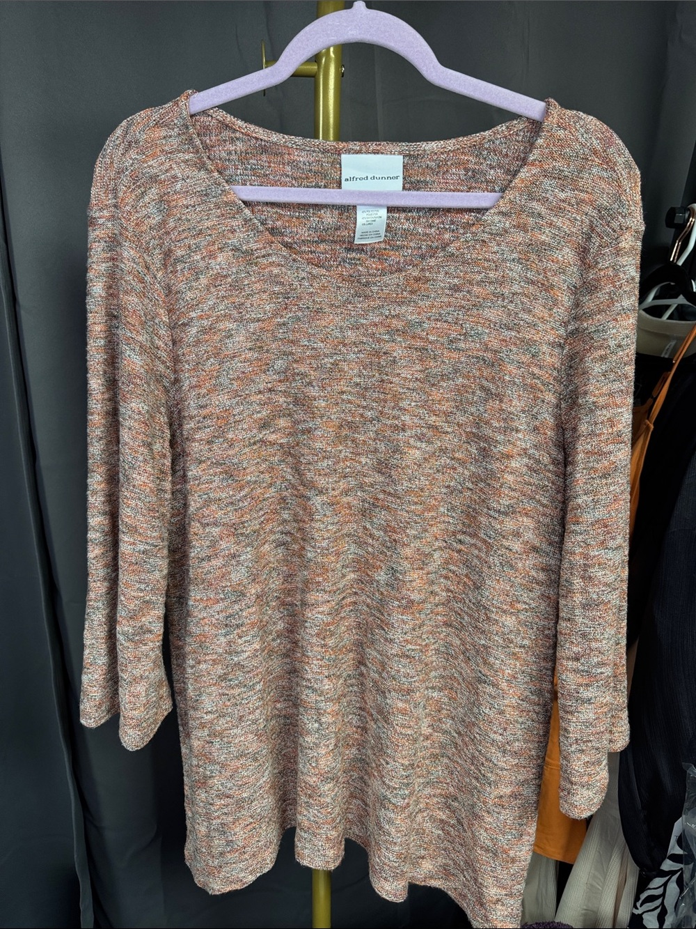 Alfred Dunner Heathered Pink, Coral & Cream Scoop Neck Top